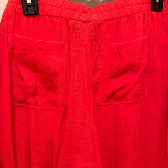 Bold Coral Hooded Tie-Front Top & Pants Set – Size L - Picture 7 of 10